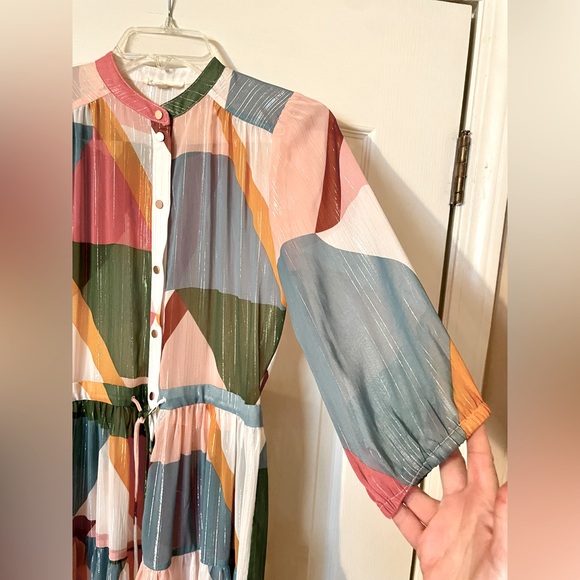 SUNCOO Paris Celina Multicolor Geometric Print Sheer Dress Size TO (XS) *READ - Picture 4 of 9